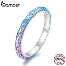 925 Sterling Silver Colorful Fish Scale Ring for Women Fine Jewelry Colored Simp - £18.27 GBP