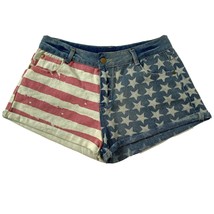 36point5 Womens size Large High Rise Distressed American Flag Denim Booty Shorts - £17.95 GBP
