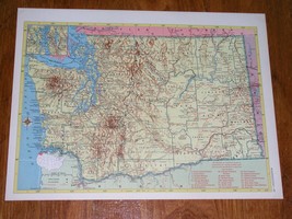 1953 Vintage Map Of Washington / Verso West Virginia - $24.22