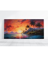Hawaii Ocean Beach Palm Tree Tropical Mountain Wall Art Beautiful Boat P... - £15.56 GBP+