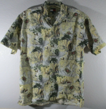 Tommy Hilfiger Island Explorer Map Globe Hawaiian Style Men&#39;s Medium Button Down - £22.08 GBP