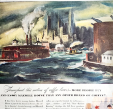 1947 Maxwell House Coffee Advertisement New York Boat Harbor Warren DWJJ23 - €25,75 EUR