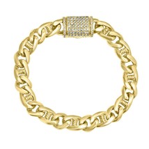 1.40Ct Diamond Mariner Curb Link Men&#39;s Bracelet 14k Yellow Gold 56g - £5,063.92 GBP