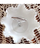 FENTON White Milk Glass ~ Candy Dish ~ Hobnail ~ Scalloped Edges ~ Metal... - $84.20 CAD