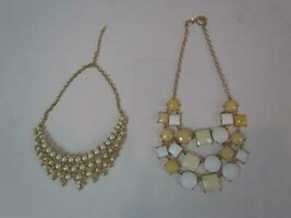 Lot of 2 Necklaces Stunning White and Gold Tone With Rhinestones Claw Cl... - £17.45 GBP