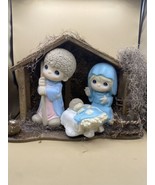 Precious Moments Nativity Jesus Mary &amp; Joseph Christmas 2716 2717 Stable... - £71.19 GBP