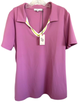Sincerely Jules Women&#39;s Tennis Top Short Sleeve Collared V-Neck Size XL ... - $22.76