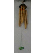 31&quot; PAINTED BAMBOO CHIMES COCONUT HALF TOP HANGING GREEN FISH CALMING SO... - £15.97 GBP