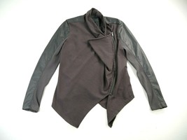 Blank NYC  Faux Leather Draped Jacket, Dark Taupe Womens Size Medium - £47.12 GBP