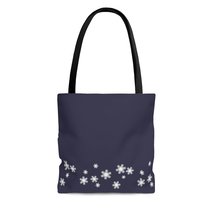Snowflakes Winter II Evening Blue Tote Bag - $17.65+
