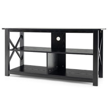 3 Tier Wood TV Stand for 55-Inch with Open Shelves and X-Shaped Frame-Bl... - $3,249.81 MXN