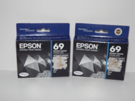 2 Packs Genuine Epson Black Replacement Ink 69 Dated 2016 &amp; 2017 New (e) - £15.65 GBP