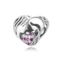 925 Sterling Silver Bead Affinity Heart Charm for Bracelet Bangle Mother&#39;s Day - £9.58 GBP