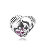 925 Sterling Silver Bead Affinity Heart Charm for Bracelet Bangle Mother... - £9.55 GBP