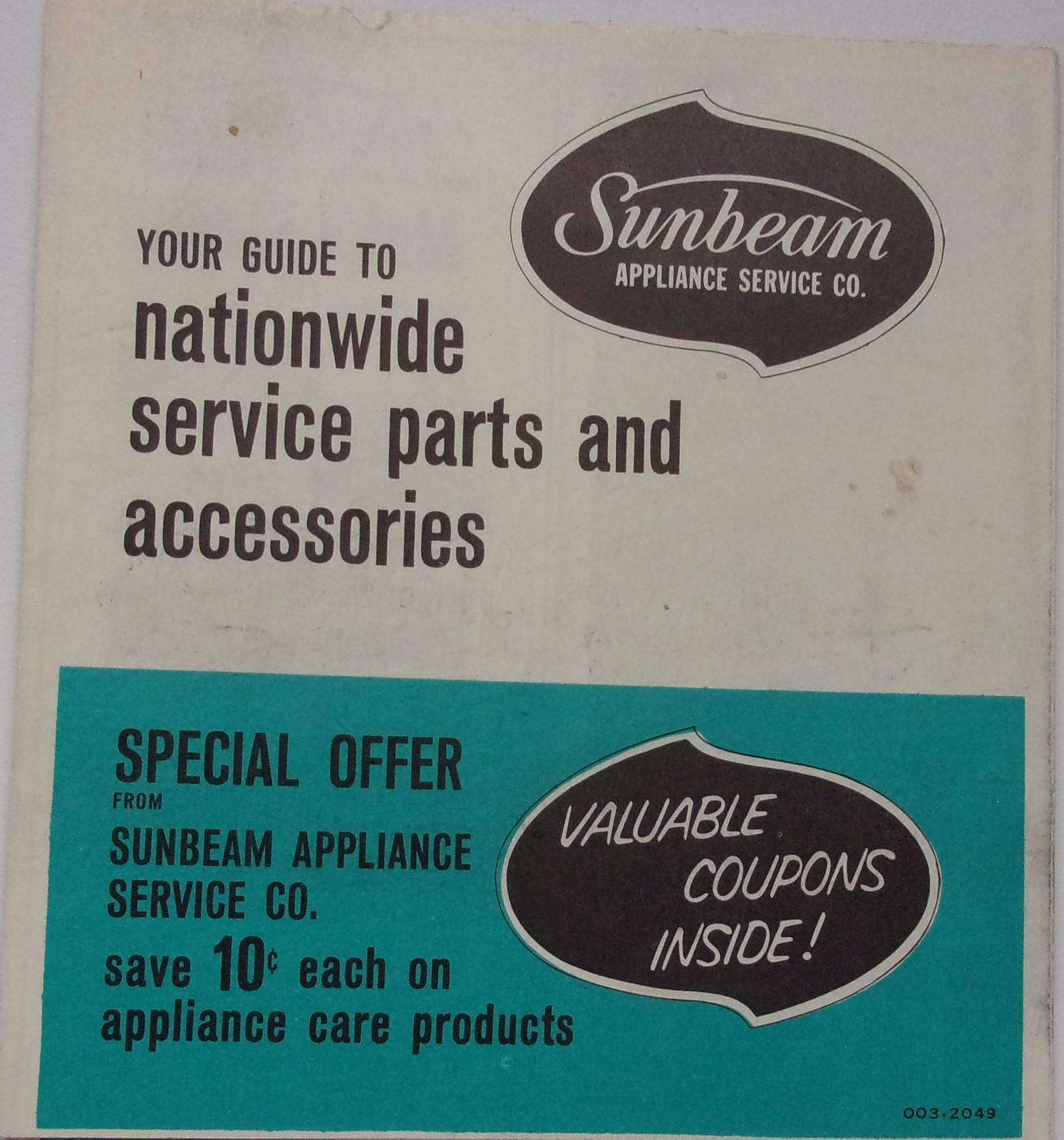Vintage Sunbeam Your Guide to Nationwide Serice Parts &amp; Accessories Book... - $3.99