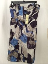 C. Luce Women&#39;s Dress Gray Purple &amp; Blue Print Strapless Dress Size Smal... - £19.37 GBP