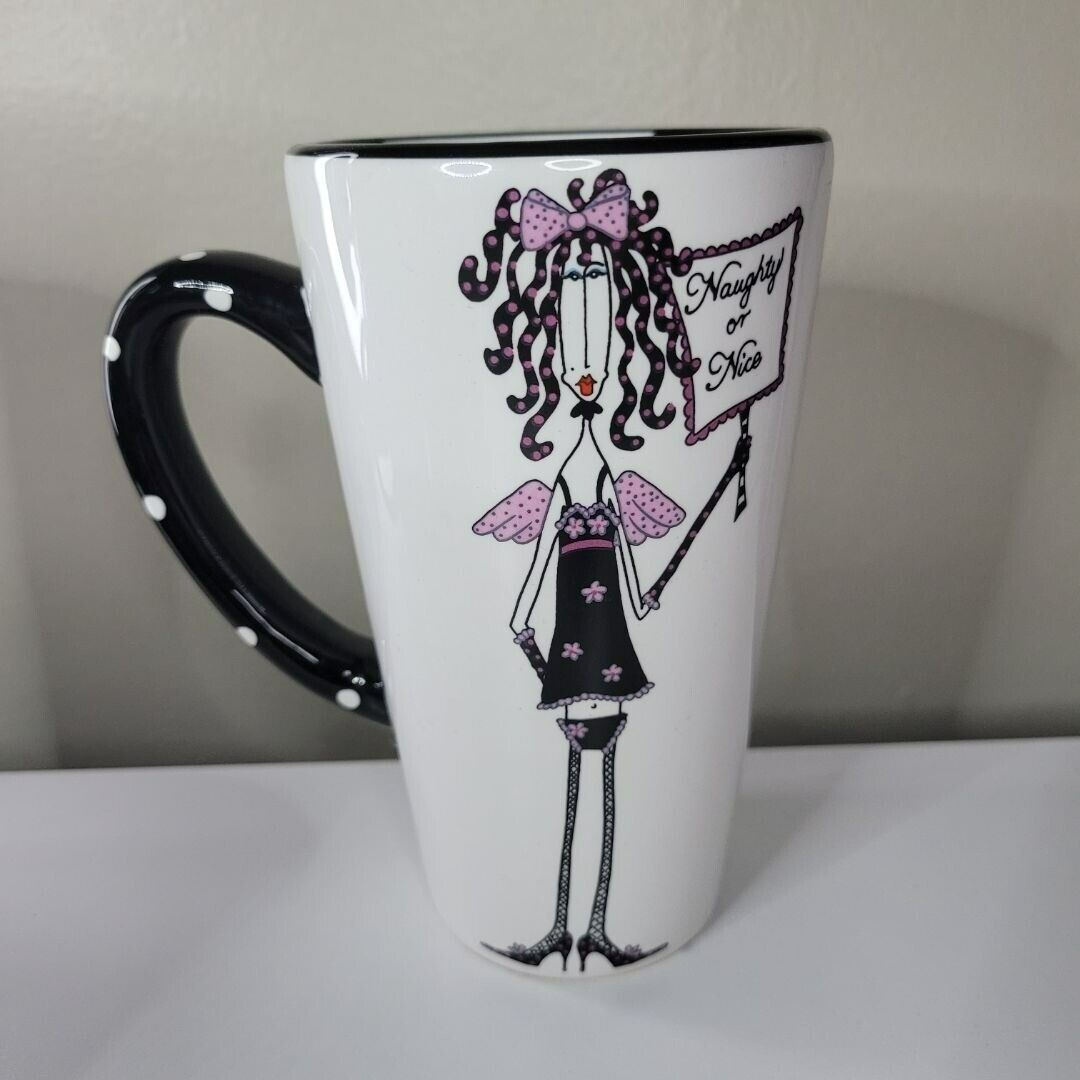 Primary image for Silvestri Naughty Or Nice Mug Coffee Cup Tall Cow Spots Dolly Mama by Joey Inc