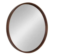 Kate and Laurel Medium Round Walnut Brown Contemporary Mirror (30 In. H ... - £188.54 GBP