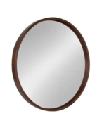 Kate and Laurel Medium Round Walnut Brown Contemporary Mirror (30 In. H ... - £187.64 GBP