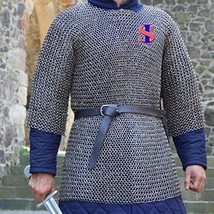 Chain Mail Shirt Large 10 mm Flat Riveted with Washer Medieval Haubergeo... - $207.66