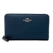 Coach Medium Id Zip Wallet in Denim Blue Leather C4124 New With Tags - £177.55 GBP