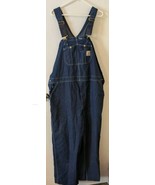 Carhartt Denim Bib Overalls Jeans 46x32 Mens Blue Utility Work Pants R08... - £36.89 GBP