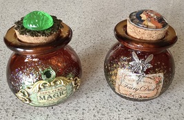 Pair of Mini Halloween Witch Wizard Faery Apothecary Potion Jars - Set 2 - £9.87 GBP