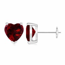 Authenticity Guarantee 
ANGARA Garnet Solitaire Heart Stud Earrings in 14K Wh... - £503.81 GBP