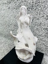 Porcelain Ceramic White Mermaid Nautical Sculpture Figurine - £26.08 GBP