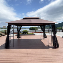13&#39;x10&#39; Outdoor Patio Gazebo Canopy with Ventilated Double Roof and Mosquito Net - £360.03 GBP