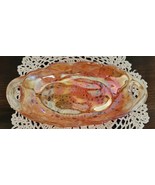 Vintage Carnival Glass Serving Dish Iridescent 9.5” Amber Gold Sunflower... - $29.92
