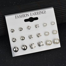 Style Heart Flowers Infinite Symbol Stud Earrings Set New Rhinestone imitation P - £9.56 GBP