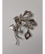 925 Sterling Silver Star Art Leaf And Flower Brooch  - £23.90 GBP