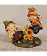 Harvest Seesaw Figurine - Male and Female Set with Pumpkin - Vintage! - £14.53 GBP