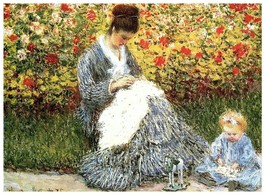 Claude Monet Camille Monet and a Child Impressionism Fine Art Postcard - $7.87