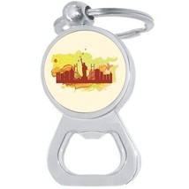 New York City Watercolor Bottle Opener Keychain - Metal Beer Bar Tool Key Ring - £8.66 GBP