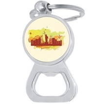 New York City Watercolor Bottle Opener Keychain - Metal Beer Bar Tool Ke... - £8.42 GBP