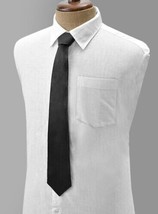 Black Men&#39;s Necktie Genuine Soft Lambskin Leather Tie Handmade Stylish F... - £28.63 GBP