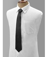 Black Men&#39;s Necktie Genuine Soft Lambskin Leather Tie Handmade Stylish F... - £28.79 GBP