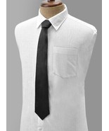 Black Men&#39;s Necktie Genuine Soft Lambskin Leather Tie Handmade Stylish F... - $36.56