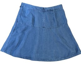 Ann Taylor Short A Line Blue Chambray Skirt Women Size 8 Lace Up Tie Waist - $19.30