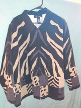 Denim &amp; Co 1X Animal Print Jacket. Full zip, lightweight, spandex. Blacks  - $21.04