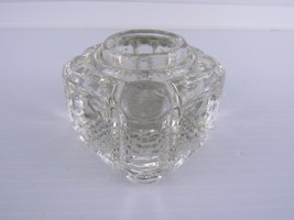 Vintage 2.25&quot; Square Ribbed Crystal Cut No Lid Heavy Desk Decor Calligraphy - $12.63