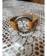 Vintage O-Ring Faux Yellow Leather Cuff Bracelet.  Snaps - $29.87 CAD