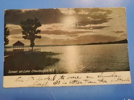 Vtg 1909 Postcard Sunset On Chautauqua Lake, New York, NY - £3.18 GBP