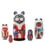 Christmas Cats Nesting Doll - 5&quot; w/ 5 Pieces - £67.14 GBP