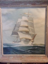 Square rigged Merchant sailing ship, oil on canvas, signed, 1899 - £1,099.84 GBP