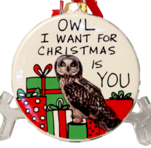 Owl I Want For Christmas Is You Ornament Lorrie Veasey Hoots N Howlers NWT - £5.98 GBP