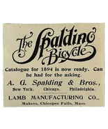 Spalding Bicycles 1894 Advertisement Victorian LB Manufacturing Bikes #1... - $367.87 MXN