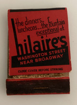 Vintage Ohio Matchbook Hilaire’s Restaurant Washing Broadway Portland OR... - $19.01